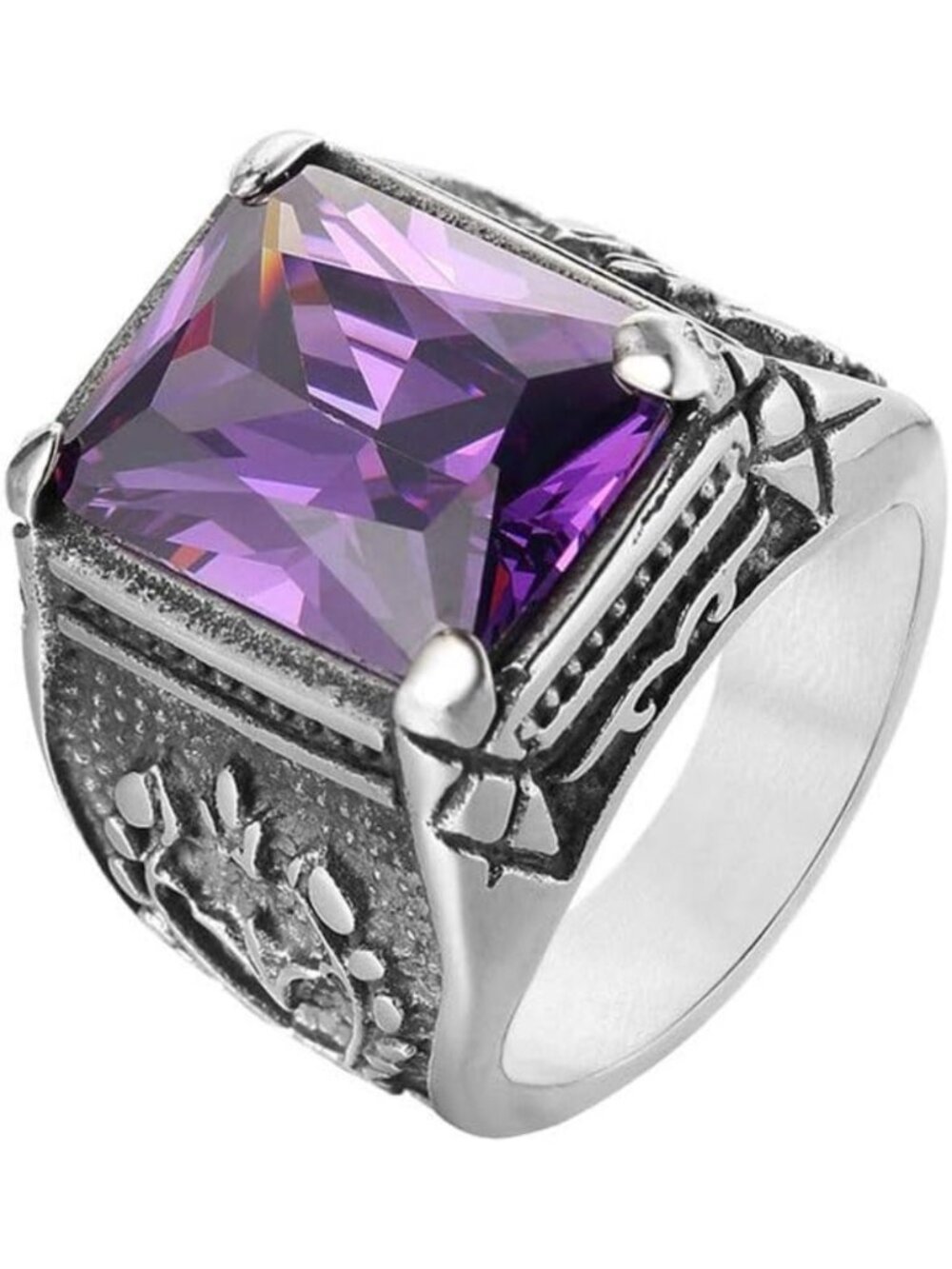 Vintage Multicolor Stone Signet Ring for Men | Cubic Zirconia Square Design